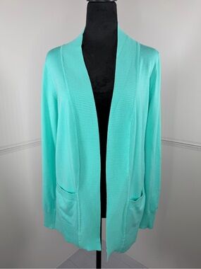 Cielo Turquoise Open Front Cardigan Sweater Women's Size Medium Lightweight